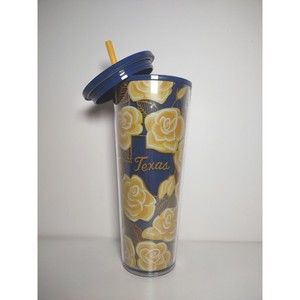 Starbucks Yellow Rose Of Texas Tumbler Venti 24 oz Collectible Cold Cup & Straw